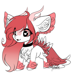 Size: 1000x1000 | Tagged: safe, artist:ohflaming-rainbow, oc, oc only, oc:athena, original species, chibi, female, horns, simple background, solo, transparent background