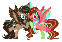Size: 1280x882 | Tagged: safe, artist:mintoria, oc, oc only, oc:mint, oc:paint heart, alicorn, pegasus, pony, base used, clothes, female, mare, scarf