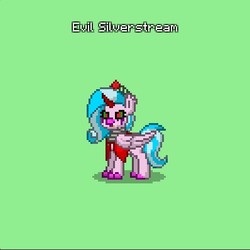 Size: 398x398 | Tagged: safe, silverstream, hippogriff, pony, pony town, g4, crown, evil, evil silverstream, fangs, jewelry, regalia, sombra eyes, text