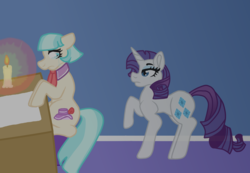 Size: 2788x1932 | Tagged: safe, artist:glamgoria-morose, coco pommel, rarity, earth pony, pony, unicorn, g4, breakup, crying, female, lesbian, ship:marshmallow coco, shipping, story included