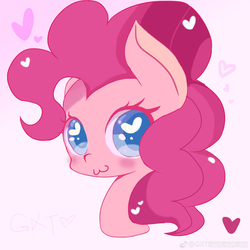 Size: 4096x4096 | Tagged: safe, artist:gxtjojo, pinkie pie, earth pony, pony, g4, :3, absurd resolution, blushing, bust, colored pupils, cute, diapinkes, female, heart, heart eyes, looking at you, mare, portrait, smiling, solo, wingding eyes