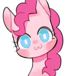 Size: 1600x1600 | Tagged: safe, alternate version, artist:puzi, part of a set, pinkie pie, earth pony, pony, g4, :3, female, head tilt, looking at you, mare, simple background, solo, white background