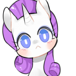 Size: 1600x1600 | Tagged: safe, artist:puzi, part of a set, rarity, pony, unicorn, g4, :<, cute, female, head tilt, looking at you, mare, raribetes, solo