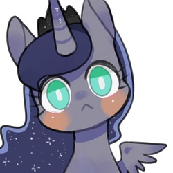 Size: 1600x1600 | Tagged: safe, artist:puzi, part of a set, princess luna, alicorn, pony, g4, :<, crown, female, head tilt, jewelry, looking at you, mare, regalia, simple background, solo, white background