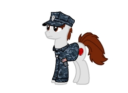 Size: 668x485 | Tagged: safe, oc, oc only, oc:heartshot, earth pony, pony, base used, blank face, bored, clothes, male, military uniform, navy, republican states navy, stallion, uniform