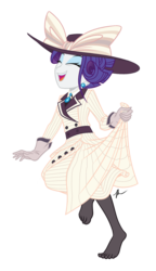 Size: 900x1565 | Tagged: safe, artist:hexfloog, rarity, equestria girls, g4, ppov, clothes, dress, ear piercing, earring, eyes closed, feet, female, jewelry, missing shoes, piercing, raristocrat, rose dewitt bukater, simple background, smiling, solo, titanic, toes, transparent background, vector