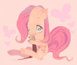 Size: 2048x1728 | Tagged: dead source, safe, artist:p3e3c, discord, fluttershy, butterfly, draconequus, pegasus, pony, g4, blushing, cute, female, hug, looking at you, looking up, male, mare, plushie, shyabetes, sitting