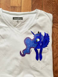 Size: 1024x1346 | Tagged: safe, artist:colorsceempainting, princess luna, pony, g4, clothes, female, pocket ponies, shirt, solo, t-shirt