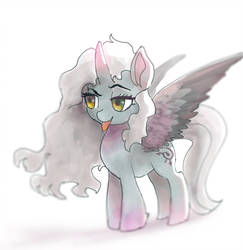 Size: 900x925 | Tagged: safe, artist:grissaecrim, oc, oc only, alicorn, pony, alicorn oc, nonbinary, solo, tongue out