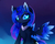 Size: 1600x1295 | Tagged: safe, artist:magnaluna, princess luna, alicorn, pony, g4, body markings, cheek fluff, chest fluff, color porn, colored wings, colored wingtips, curved horn, cute, ear fluff, ethereal mane, eyelashes, female, fluffy, galaxy mane, heart, heart eyes, horn, looking at you, lunabetes, mare, simple background, smiling, solo, spread wings, wingding eyes, wings