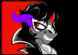 Size: 1964x1392 | Tagged: safe, artist:chaosmauser, king sombra, pony, g4, crossover, joker (persona), limited palette, male, persona, persona 5, solo
