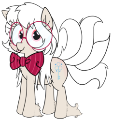Size: 812x866 | Tagged: safe, artist:wafflecakes, oc, oc only, oc:nemo von silver, earth pony, pony, bow, glasses, simple background, solo, tongue out, transparent background