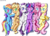 Size: 1100x800 | Tagged: safe, artist:tastyrainbow, applejack, fluttershy, pinkie pie, rainbow dash, rarity, twilight sparkle, earth pony, pegasus, pony, unicorn, g4, blushing, cute, female, happy, lying down, mane six, mare, on back, on side, one eye closed, simple background, unicorn twilight, white background, wink