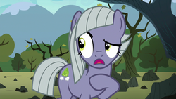 Size: 1280x720 | Tagged: safe, screencap, limestone pie, earth pony, pony, g4, the maud couple, denial's not just a river in egypt, female, i'm not jealous limestone, jealous, mare, open mouth, pointing at self, raised eyebrow, raised hoof, rock farm, solo, straight mane, talking