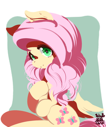 Size: 782x938 | Tagged: safe, artist:tohupo, fluttershy, pegasus, pony, g4, cutie mark, female, hoof on chest, looking at you, mare, sitting, smiling, solo, three quarter view, wings