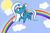 Size: 1024x683 | Tagged: safe, artist:hopefuldragon, oc, oc:fleurbelle, alicorn, pony, alicorn oc, cloud, flying, rainbow, sky, solo