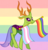 Size: 917x948 | Tagged: safe, thorax, changedling, changeling, insect, g4, colorful, cute, featureless snout, flag, gay pride flag, happy, holding, king thorax, lgbt, lgbt headcanon, looking at you, male, mouth hold, nom, pride, pride background, pride flag, smiling, solo, transgender, transgender pride flag, tumblr, walking