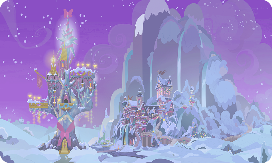 Twilight castle. Friendship Castle MLP. Castle MLP Gameloft. Замок Твайлайт зимой вид с боку.