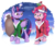 Size: 1821x1599 | Tagged: safe, artist:saturdaymorningproj, gummy, pinkie pie, twilight sparkle, alicorn, earth pony, pony, g4, christmas, clothes, costume, female, holiday, mare, santa costume, smiling, snow, twilight sparkle (alicorn)