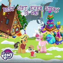 Size: 1080x1080 | Tagged: safe, gameloft, bori the reindeer, gnarly burl, oak nut, pony, winterchilla, winterzilla, g4, my little pony best gift ever, official, charlie brown, ponified