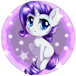 Size: 590x590 | Tagged: safe, artist:tokokami, rarity, pony, unicorn, g4, chibi, cute, female, mare, raribetes, smiling, snow, snowflake, solo