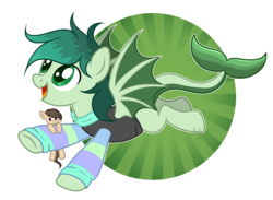 Size: 1280x937 | Tagged: safe, artist:mintoria, oc, oc only, oc:tori, original species, pony, augmented tail, bat wings, clothes, fish tail, plushie, solo, sweater, wings