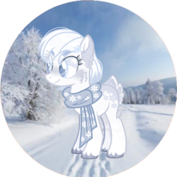 Size: 2013x2009 | Tagged: safe, artist:kookiechanxwx, oc, oc only, earth pony, monster pony, pony, clothes, deer tail, female, high res, mare, scarf, snow, solo