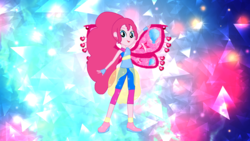 Size: 2000x1124 | Tagged: safe, artist:gouhlsrule, artist:user15432, pinkie pie, fairy, equestria girls, g4, alternate hairstyle, believix, clothes, crossover, element of laughter, fairy wings, fairyized, fingerless gloves, gloves, hairstyle, hasbro, hasbro studios, high heels, pink shoes, pink wings, rainbow s.r.l, shoes, solo, sparkly background, winged humanization, wings, winx, winx club, winxified