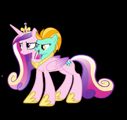 Size: 1355x1277 | Tagged: safe, artist:theunknowenone1, lightning dust, princess cadance, alicorn, pony, g4, conjoined, fusion, multiple heads, two heads, we have become one
