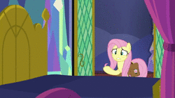 Size: 1280x720 | Tagged: safe, screencap, fluttershy, twilight sparkle, alicorn, pegasus, pony, a health of information, g4, animated, bed, faic, female, floppy ears, non stick pans, pillow, pillow hat, saddle bag, sound, twilight sparkle (alicorn), twilighting, twilynanas, webm