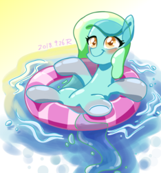 Size: 900x960 | Tagged: safe, artist:tastyrainbow, oc, oc only, pony, cute, enjoying, happy, life preserver, solo, swimming, water