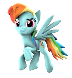 Size: 1007x1080 | Tagged: safe, artist:4ourletters, rainbow dash, pony, g4, 3d, female, simple background, solo, transparent background