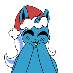 Size: 750x750 | Tagged: safe, artist:tato-qwq, oc, oc only, oc:fleurbelle, alicorn, pony, alicorn oc, christmas, female, hat, holiday, santa hat, solo