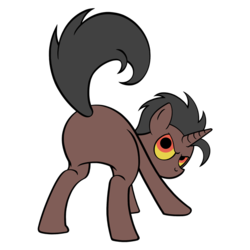 Size: 600x600 | Tagged: safe, oc, oc:loki ebonhoof, pony, unicorn, angry, butt, plot, tail