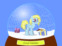 Size: 1760x1299 | Tagged: safe, artist:blue-vector, oc, oc only, oc:cloud cuddler, pegasus, pony, animated, christmas, cutie mark, female, gif, glasses, holiday, mouse cursor, pegasus oc, snow, snow globe, solo, ych result