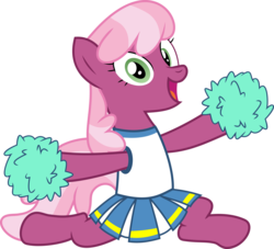 Size: 3187x2898 | Tagged: safe, artist:wissle, cheerilee, earth pony, pony, friendship university, g4, my little pony: friendship is magic, .svg available, cheerileeder, cheerleader, exploitable meme, female, high res, kneeling, looking at you, mare, meme, open mouth, pom pom, simple background, smiling, solo, transparent background, vector