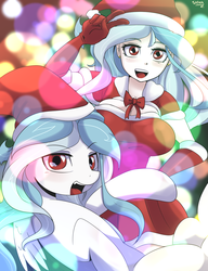 Size: 1245x1620 | Tagged: safe, artist:alesarox, oc, oc:wild hearts, human, pony, breasts, christmas, clothes, costume, female, gloves, hat, holiday, human ponidox, humanized, santa costume, santa hat, self ponidox