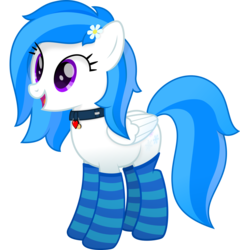 Size: 1049x1092 | Tagged: safe, artist:potato22, oc, oc only, oc:winter white, pegasus, pony, 2019 community collab, derpibooru community collaboration, clothes, collar, flower, flower in hair, simple background, socks, solo, striped socks, transparent background, vector