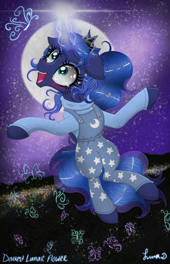 Safe Artist Darkest Lunar Flower Princess Luna Alicorn