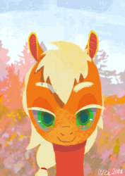 Size: 620x876 | Tagged: safe, artist:wolfiedrawie, applejack, earth pony, pony, g4, animated, female, frame by frame, gif, looking at you, solo