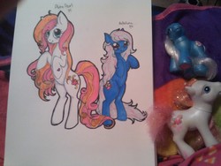 Size: 2592x1944 | Tagged: safe, artist:amykat12, aloha pearl, baby bellaluna, pony, g3, g4, g3 to g4, generation leap, irl, photo, toy, traditional art