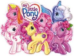 Size: 393x300 | Tagged: safe, desert rose, rarity (g3), royal bouquet, silver glow, tulip twinkle, wysteria, earth pony, pegasus, pony, unicorn, g3, 2000s, female, mare, my little pony, my little pony logo, simple background, smiling, white background