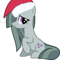 Size: 1024x1024 | Tagged: safe, artist:kooner-cz, edit, marble pie, earth pony, pony, g4, christmas, cute, female, hat, holiday, looking at you, marblebetes, mare, santa hat, simple background, smiling, solo, transparent background