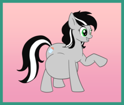 Size: 929x786 | Tagged: safe, artist:catross, derpibooru exclusive, oc, oc only, oc:renai, earth pony, pony, art trade, female, gradient background, mare, pregnant, raised hoof, solo