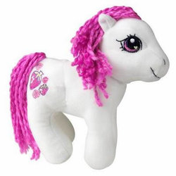 Size: 400x400 | Tagged: safe, strawberry swirl, earth pony, pony, g3, female, irl, photo, plushie, simple background, solo, tail, white background