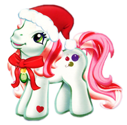 Size: 250x246 | Tagged: safe, mistletoe (g3), pony, g3, bow, christmas, female, hat, holiday, neck bow, santa hat, solo