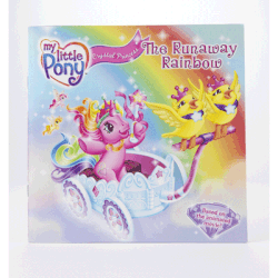 Size: 400x400 | Tagged: safe, rarity (g3), tra-la-la, zipzee, bird, breezie, g3, official, the runaway rainbow, book, cover, cover art, crystal carriage, cute, diabreezies, flying, g3 raribetes, gif, non-animated gif, rainbow, raribetes