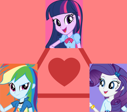 Size: 1474x1289 | Tagged: safe, rainbow dash, rarity, twilight sparkle, equestria girls, g4, female, lesbian, love triangle, ship:raridash, ship:rarilight, ship:twidash, shipping