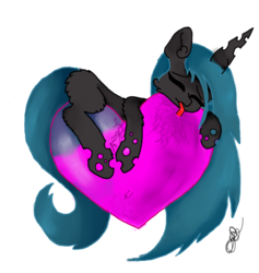 Size: 900x950 | Tagged: safe, artist:timeatriy-time-lives, queen chrysalis, changeling, changeling queen, g4, cute, cutealis, drink, female, heart, juice, love, queen, simple background, sleeping, solo, straw, transparent background