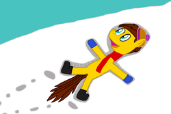 Size: 2922x1950 | Tagged: safe, artist:sb1991, oc, oc only, oc:film reel, pegasus, pony, boots, challenge, christmas, clothes, equestria amino, gloves, hat, holiday, shoes, snow, snow angel, twelve days of christmas